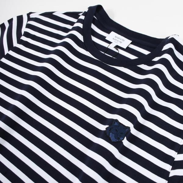 MAISON KITSUNE フォックスヘッド ストライプ ロングスリーブ Tシャツ