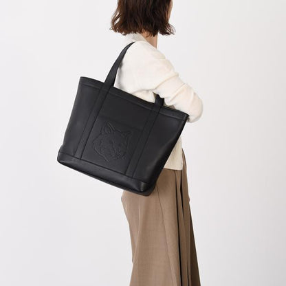 MAISON KITSUNE Fox Head Leather Medium Tote 