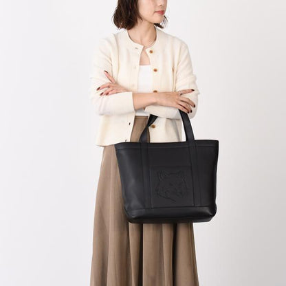 MAISON KITSUNE Fox Head Leather Medium Tote 