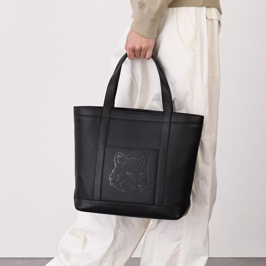 MAISON KITSUNE Fox Head Leather Medium Tote 