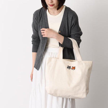 MAISON KITSUNE ダブル ボールド フォックスヘッド パッチ トートバッグ