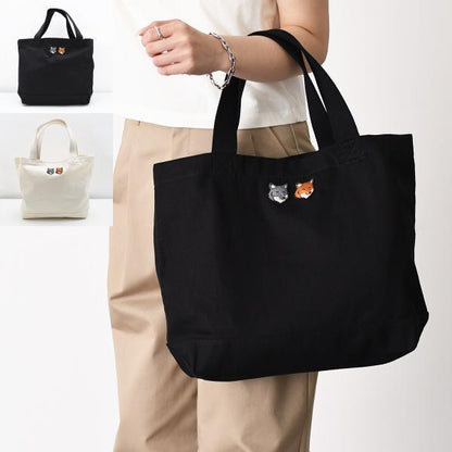 MAISON KITSUNE ダブル ボールド フォックスヘッド パッチ トートバッグ
