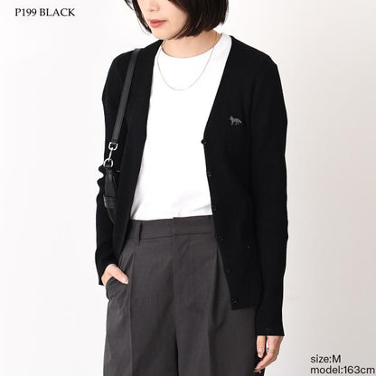 MAISON KITSUNE Baby Fox Fine Rib Wool Cardigan 