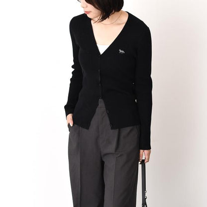 MAISON KITSUNE Baby Fox Fine Rib Wool Cardigan 