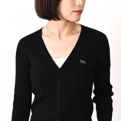 MAISON KITSUNE Baby Fox Fine Rib Wool Cardigan 