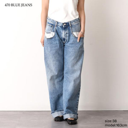 MAISON MARGIELA 스트레이트 청바지 콘트라스트 포켓 첨부 