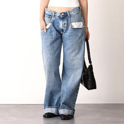 MAISON MARGIELA 스트레이트 청바지 콘트라스트 포켓 첨부 