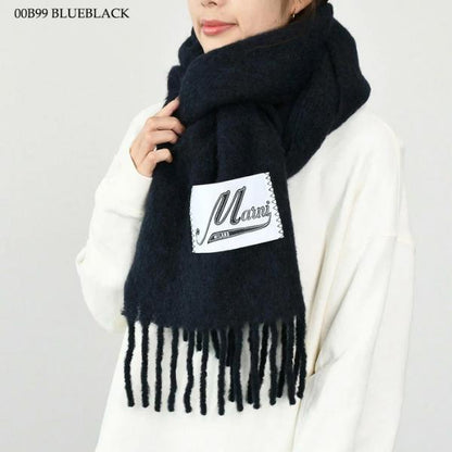 MARNI ブラッシュドアルパカ製 ロゴパッチスカーフ