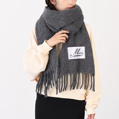 MARNI ブラッシュドアルパカ製 ロゴパッチスカーフ