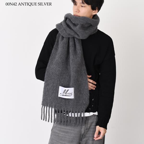 MARNI ブラッシュドアルパカ製 ロゴパッチスカーフ