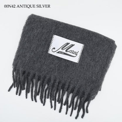 MARNI ブラッシュドアルパカ製 ロゴパッチスカーフ