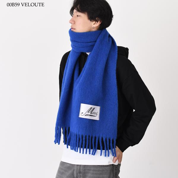 MARNI ブラッシュドアルパカ製 ロゴパッチスカーフ