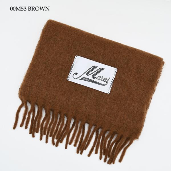MARNI ブラッシュドアルパカ製 ロゴパッチスカーフ