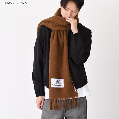 MARNI ブラッシュドアルパカ製 ロゴパッチスカーフ