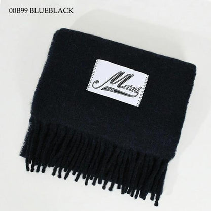 MARNI ブラッシュドアルパカ製 ロゴパッチスカーフ