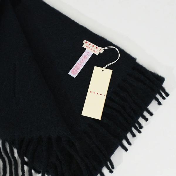 MARNI ブラッシュドアルパカ製 ロゴパッチスカーフ