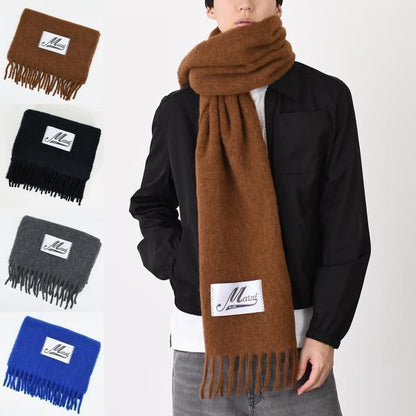 MARNI ブラッシュドアルパカ製 ロゴパッチスカーフ