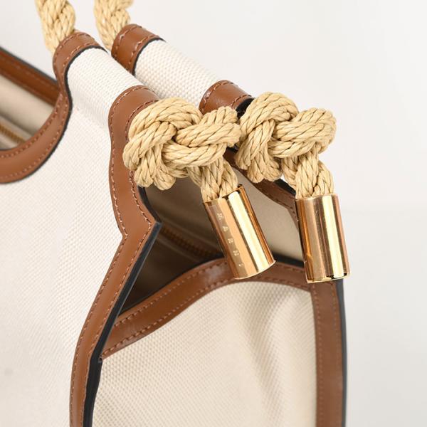 MARNI Rope-handle MARCEL striped canvas bag 