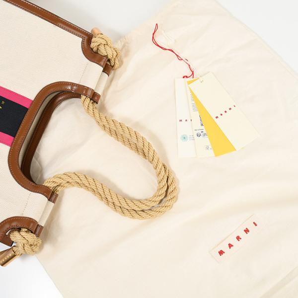 MARNI Rope-handle MARCEL striped canvas bag 
