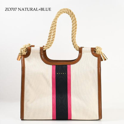 MARNI Rope-handle MARCEL striped canvas bag 