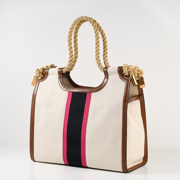 MARNI Rope-handle MARCEL striped canvas bag 