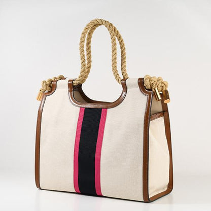 MARNI Rope-handle MARCEL striped canvas bag 
