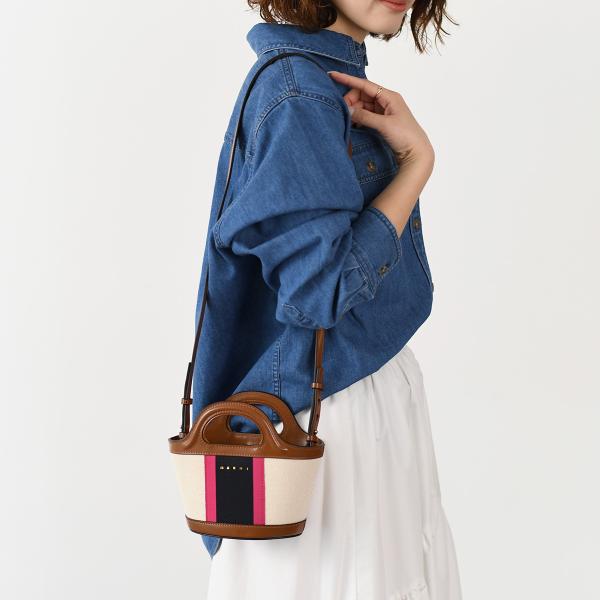MARNI TOROPICALIA マイクロ ストライプキャンバスバッグ