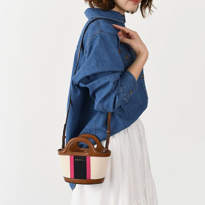 MARNI TOROPICALIA マイクロ ストライプキャンバスバッグ