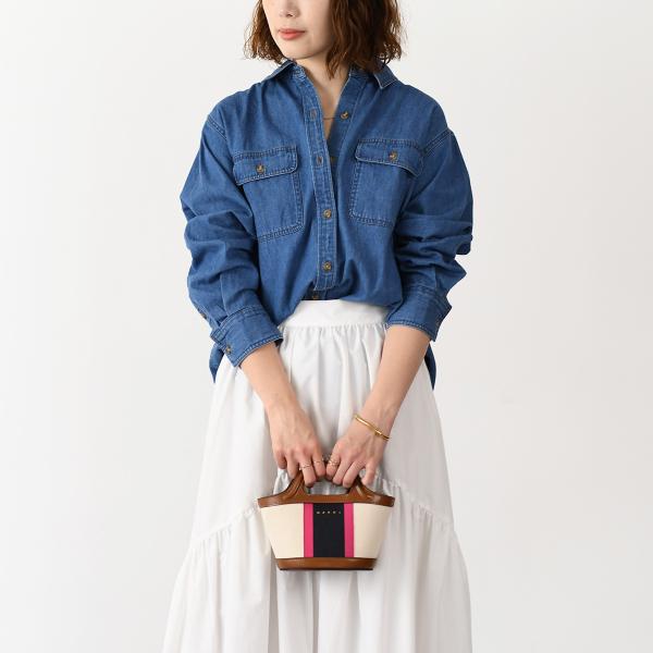 MARNI TOROPICALIA マイクロ ストライプキャンバスバッグ