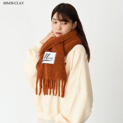 MARNI MARNI ブラッシュドアルパカ製 ロゴパッチスカーフ