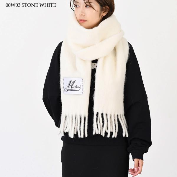 MARNI MARNI ブラッシュドアルパカ製 ロゴパッチスカーフ