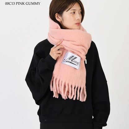 MARNI MARNI ブラッシュドアルパカ製 ロゴパッチスカーフ