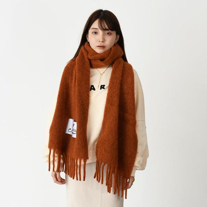 MARNI MARNI ブラッシュドアルパカ製 ロゴパッチスカーフ