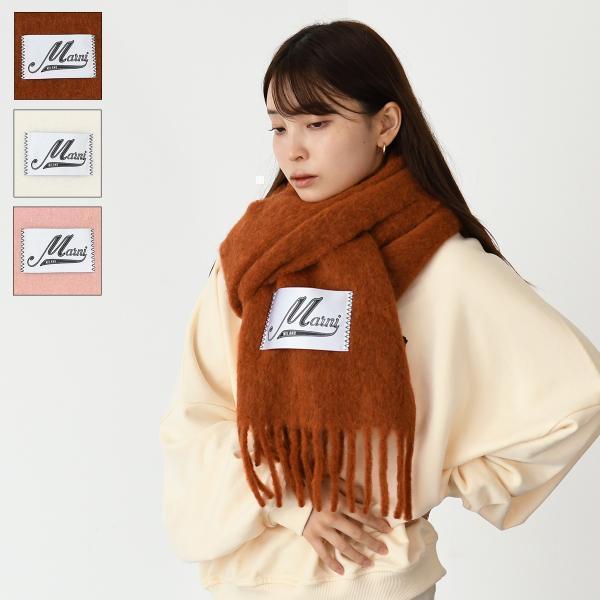 MARNI MARNI ブラッシュドアルパカ製 ロゴパッチスカーフ