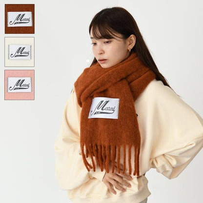 MARNI MARNI ブラッシュドアルパカ製 ロゴパッチスカーフ