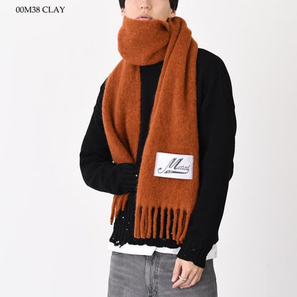 MARNI MARNI ブラッシュドアルパカ製 ロゴパッチスカーフ