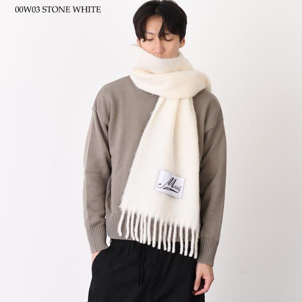 MARNI MARNI ブラッシュドアルパカ製 ロゴパッチスカーフ