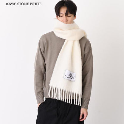 MARNI MARNI ブラッシュドアルパカ製 ロゴパッチスカーフ