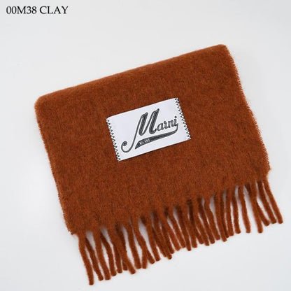 MARNI MARNI ブラッシュドアルパカ製 ロゴパッチスカーフ