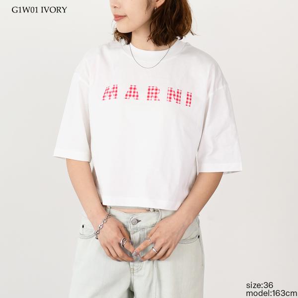 MARNI T-shirt in jersey cotton with checked Marni logo 