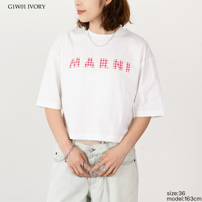 MARNI T-shirt in jersey cotton with checked Marni logo 