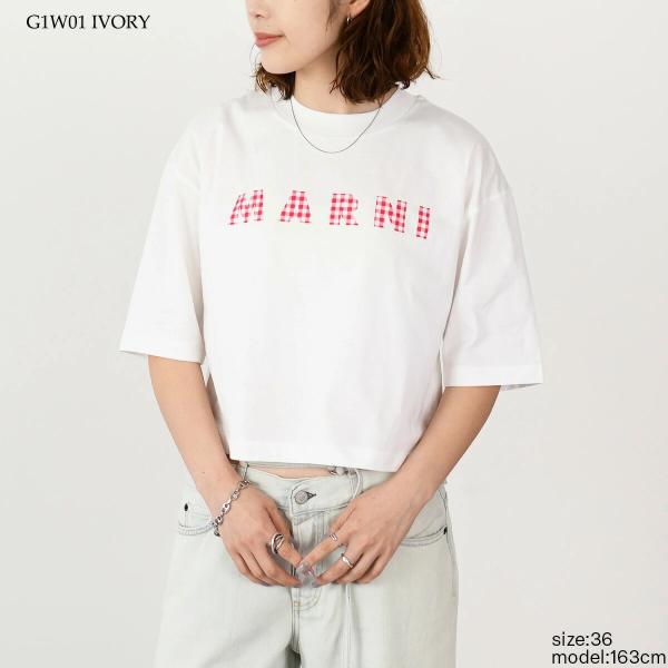 MARNI T-shirt in jersey cotton with checked Marni logo 