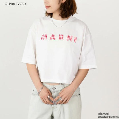 MARNI T-shirt in jersey cotton with checked Marni logo 