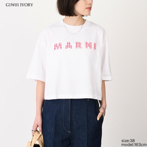 MARNI T-shirt in jersey cotton with checked Marni logo 