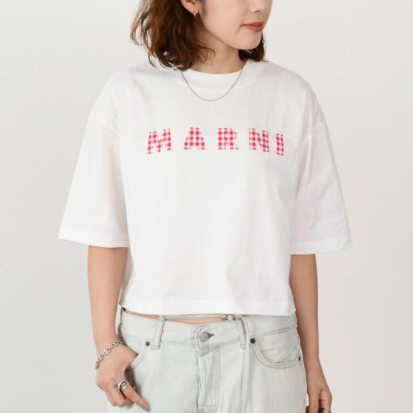 MARNI T-shirt in jersey cotton with checked Marni logo 