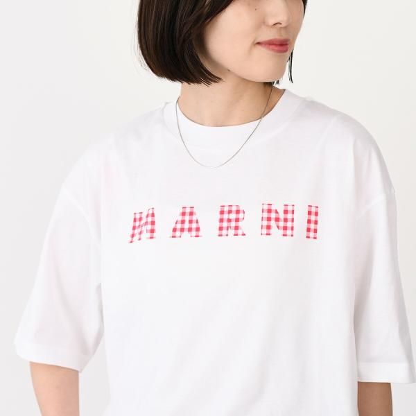 MARNI T-shirt in jersey cotton with checked Marni logo 