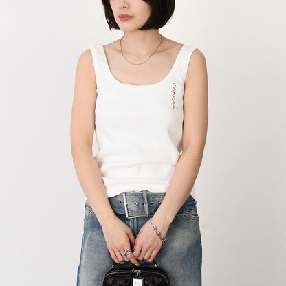 MARNI Embroidered logo tank top 