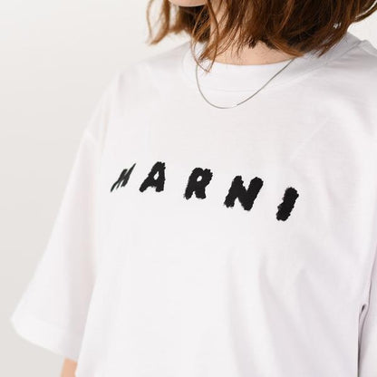 MARNI マルニスクリブルロゴ オーバーサイズ ジャージーTシャツ