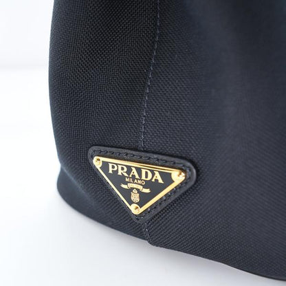 PRADA プラダ ロゴ ジャカード キャンバス ＆ レザー ハンドバッグ