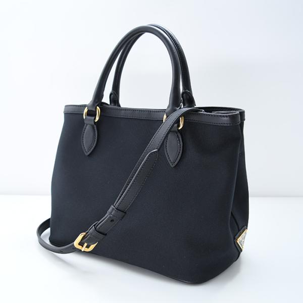 PRADA プラダ ロゴ ジャカード キャンバス ＆ レザー ハンドバッグ
